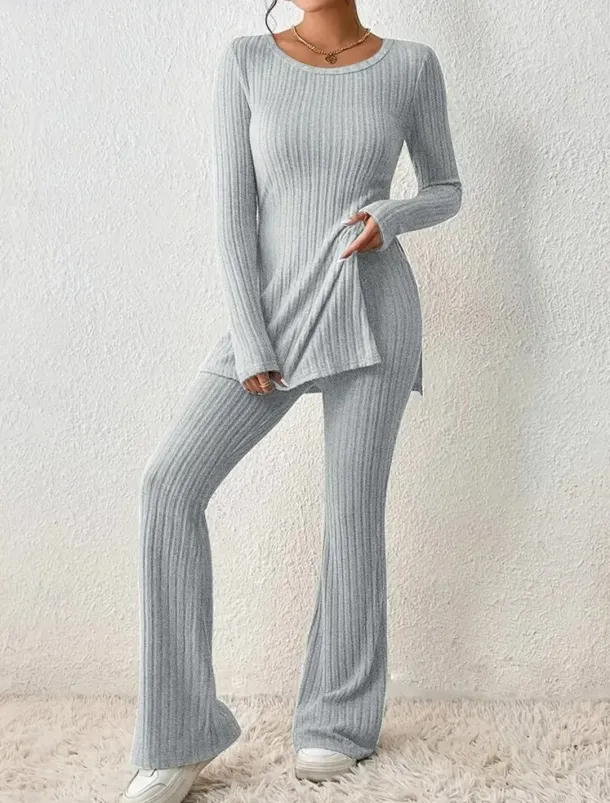 Women's Loungewear Sets Pure Color Fashion Comfort Soft Home Daily Bed Breathable Crew Neck Long Sleeve Sweater Pant Fall Winter Home Outfits