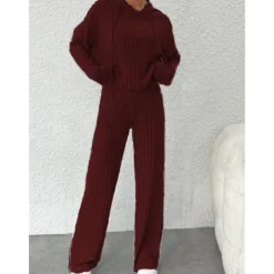 Women's Loungewear Sets Pure Color Fashion Basic Street Going out Airport Knit Breathable Hoodie Long Sleeve Hoodie Pant Fall Home Outfits