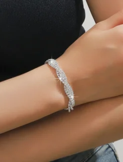 Women's Luxury Rhinestone Jewelry Set - Elegant Necklace, Bracelet, and Earrings for Weddings, Parties, and Formal Occasions