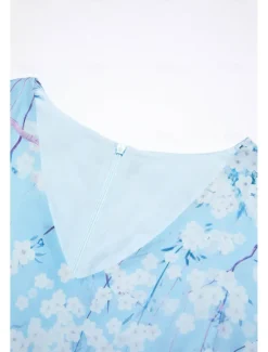 Women's Maxi Dress A Line Dress Elegant Daily Date Regular Fit Floral V Neck Blue Summer