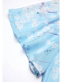 Women's Maxi Dress A Line Dress Elegant Daily Date Regular Fit Floral V Neck Blue Summer