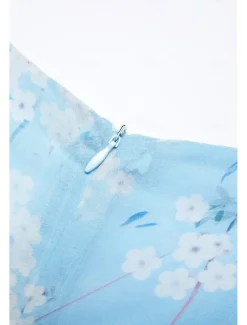 Women's Maxi Dress A Line Dress Elegant Daily Date Regular Fit Floral V Neck Blue Summer