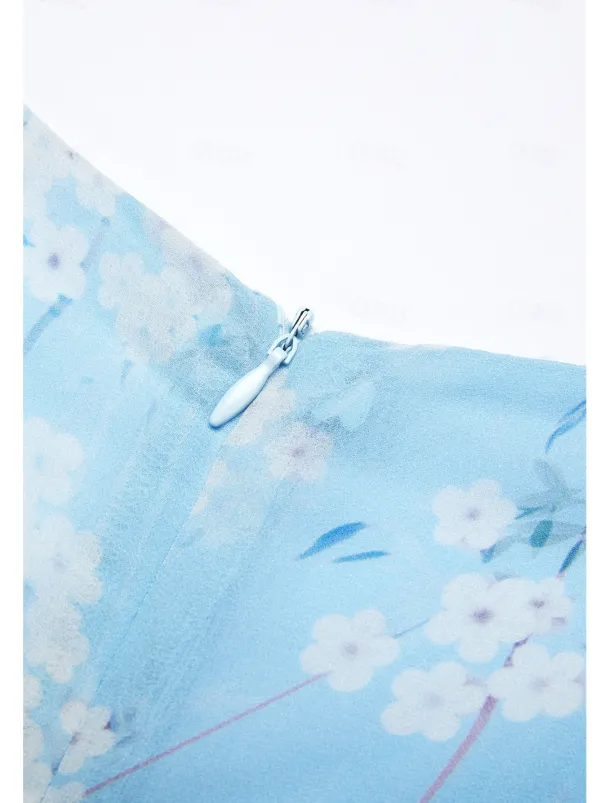 Women's Maxi Dress A Line Dress Elegant Daily Date Regular Fit Floral V Neck Blue Summer