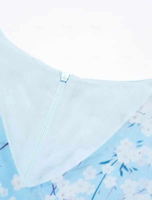 Women's Maxi Dress A Line Dress Elegant Daily Date Regular Fit Floral V Neck Blue Summer