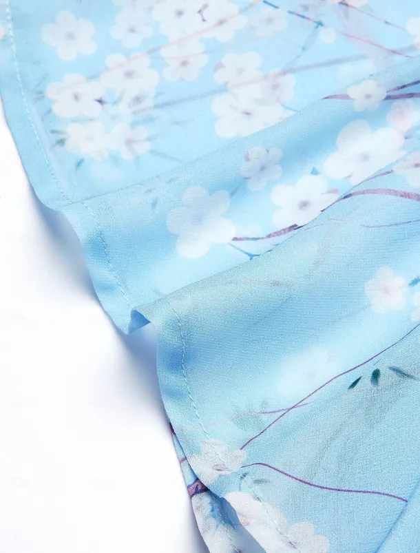 Women's Maxi Dress A Line Dress Elegant Daily Date Regular Fit Floral V Neck Blue Summer