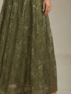 Women's Maxi Dress A Line Dress Backless Dress Elegant Party Birthday Solid Color Sleeveless V Neck Olive Summer Spring