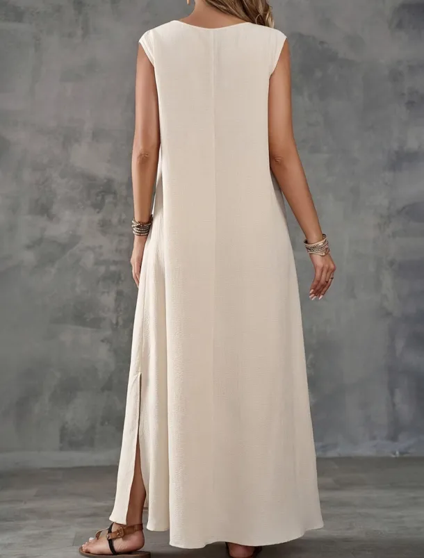 Women's Maxi Dress A Line Dress Summer Dress Casual Daily Regular Fit Plain Sleeveless V Neck Black White Light Purple Green Summer