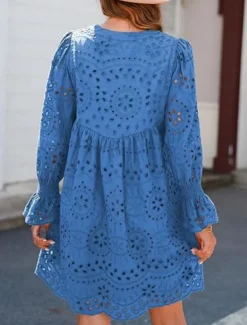 Women's Maxi Dress Casual Dress Cotton Maxi Dress Basic Casual Vacation Daily Regular Fit Plain Short Sleeve V Neck Blue Green Summer