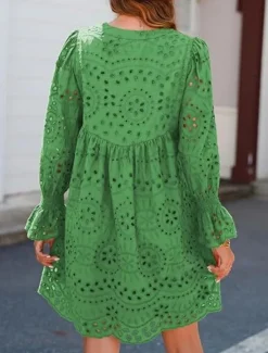 Women's Maxi Dress Casual Dress Cotton Maxi Dress Basic Casual Vacation Daily Regular Fit Plain Short Sleeve V Neck Blue Green Summer