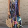 Women's Maxi Dress Casual Dress A Line Dress Stylish Casual Vacation Daily Regular Fit Floral Sleeveless Crew Neck Purple Spring Fall