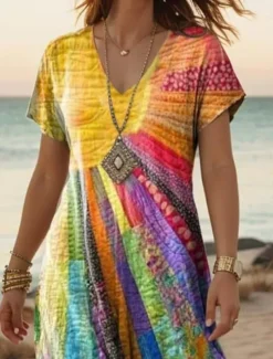 Women's Maxi Dress Casual Dress A Line Dress Stylish Casual Vacation Daily Regular Fit Floral Short Sleeve V Neck White Light Green Blue Green Summer Spring