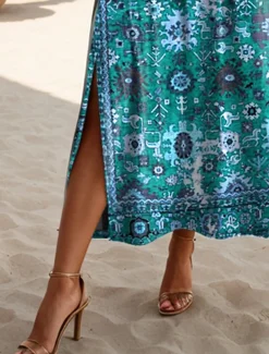 Women's Maxi Dress Casual Dress T Shirt Dress Tee Dress Sundress Shift Dress Bohemia Party Holiday Beach Loose Fit Floral Vintage Bohemian Short Sleeve Crew Neck Maroon Aqua Blue Summer Spring