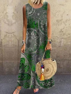 Women's Maxi Dress Casual Dress T Shirt Dress Tee Dress Sundress Basic Outdoor Vacation Party Regular Fit Floral Short Sleeve Crew Neck Red Blue Green Summer Spring