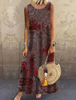 Women's Maxi Dress Casual Dress T Shirt Dress Tee Dress Sundress Basic Outdoor Vacation Party Regular Fit Floral Short Sleeve Crew Neck Red Blue Green Summer Spring