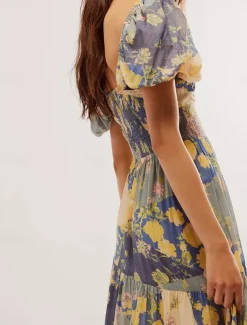 Women's Maxi Dress Casual Dress Swing Dress A Line Dress Boho Dress Bohemia Vintage Casual Vacation Daily Regular Fit Floral Short Sleeve V Neck Red Orange Beige Spring Fall