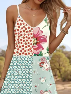 Women's Maxi Dress Casual Dress Sundress A Line Dress Bohemia Vacation Tropical Vacation Casual Daily Regular Fit Floral Graphic Butterfly Sleeveless V Neck Light Yellow Summer Spring