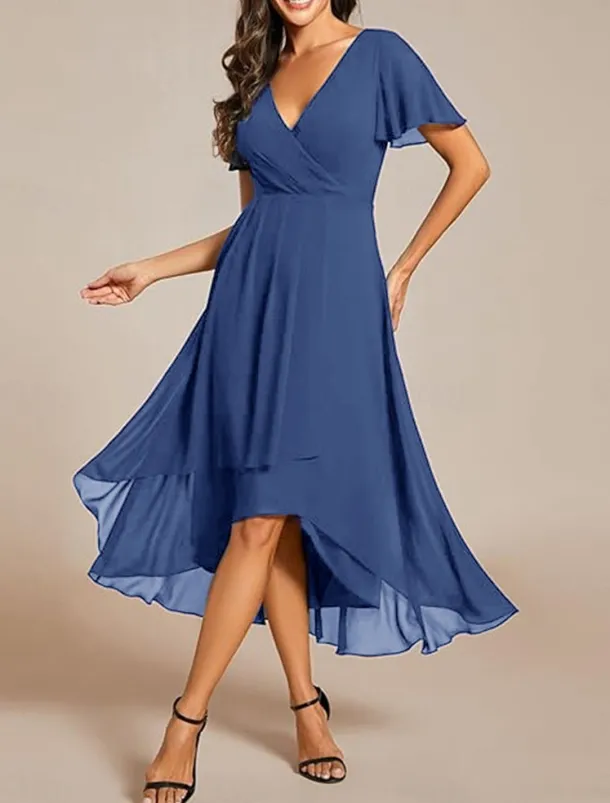 Women's Maxi Dress Cocktail Dress Wedding Guest Dress Chiffon Dress A Line Dress Elegant Formal Work Cocktail Party Regular Fit Short Sleeve V Neck Black White Pink Royal Blue Summer