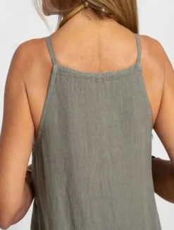 Women's Maxi Dress Cotton Linen Dresses Casual Dress Slip Dress Basic Casual Vacation Daily Regular Fit Plain Sleeveless Strap White Army Green Summer