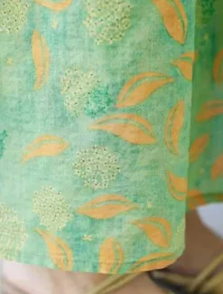 Women's Maxi Dress Cotton Linen Dresses Casual Dress Swing Dress Cotton Maxi Dress Basic Casual Vacation Daily Regular Fit Floral Short Sleeve Crew Neck Green Summer