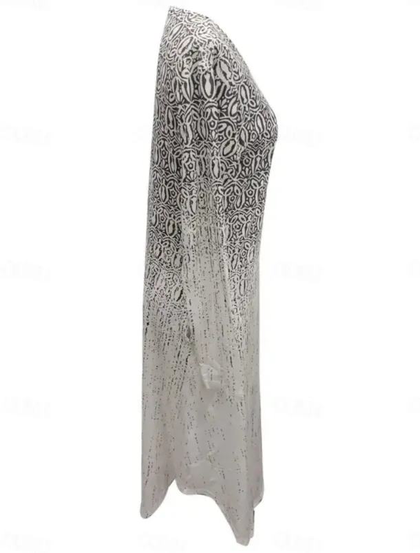 Women's Maxi Dress Ethnic Dress Print Dress Spring Dress Vintage Ethnic Tribal Outdoor Vacation Daily Regular Fit Floral Tribal Long Sleeve Crew Neck White Yellow Wine Blue Summer Spring Fall