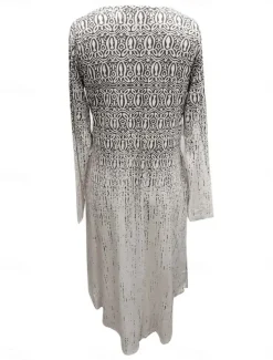 Women's Maxi Dress Ethnic Dress Print Dress Spring Dress Vintage Ethnic Tribal Outdoor Vacation Daily Regular Fit Floral Tribal Long Sleeve Crew Neck White Yellow Wine Blue Summer Spring Fall