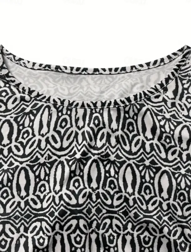 Women's Maxi Dress Ethnic Dress Print Dress Spring Dress Vintage Ethnic Tribal Outdoor Vacation Daily Regular Fit Floral Tribal Long Sleeve Crew Neck White Yellow Wine Blue Summer Spring Fall