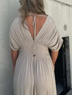 Women's Maxi Dress Linen-Inspired Dresses Casual Dress Plain Dress Casual Sports & Outdoor Street Regular Fit Plain Half Sleeve V Neck Wine Orange Apricot Summer Spring Fall