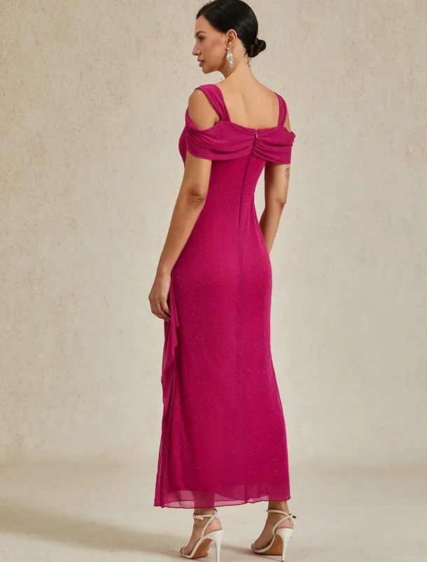 Women's Maxi Dress Sheath Dress Elegant Party Birthday Solid Color Sleeveless Square Neck Fuchsia Summer
