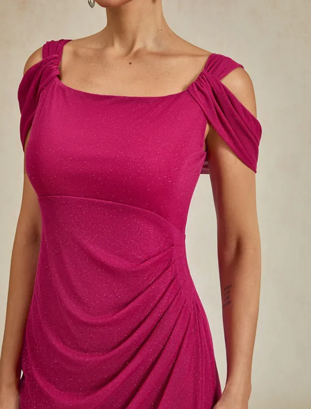 Women's Maxi Dress Sheath Dress Elegant Party Birthday Solid Color Sleeveless Square Neck Fuchsia Summer
