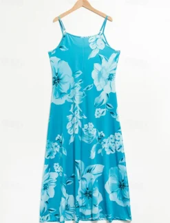 Women's Maxi Dress Sundress A Line Dress Floral Dress Fashion Modern Casual Vacation Casual Daily Regular Fit Floral Sleeveless V Neck Pink Blue Purple Fuchsia Summer Spring