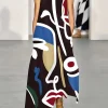 Women's Maxi Dress Tank Dress Vacation Vintage Stylish Vacation Loose Fit Geometric Vintage Ethnic Sleeveless Split Neck Black Summer