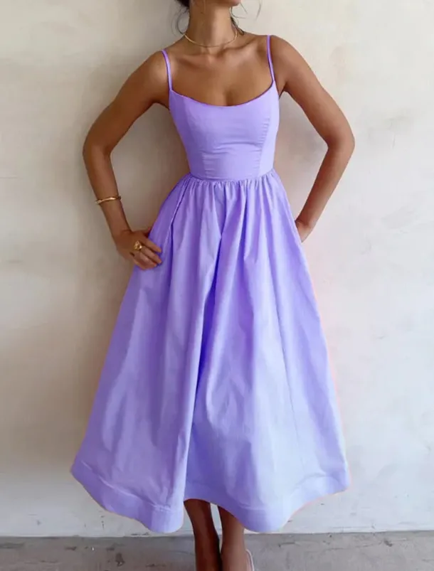 Women's Maxi Dress White Dress Graduation Dress Casual Dress Swing Dress Elegant Streetwear Maxi Vacation Street Holiday Regular Fit Sleeveless Strap White Pink Blue Purple Summer