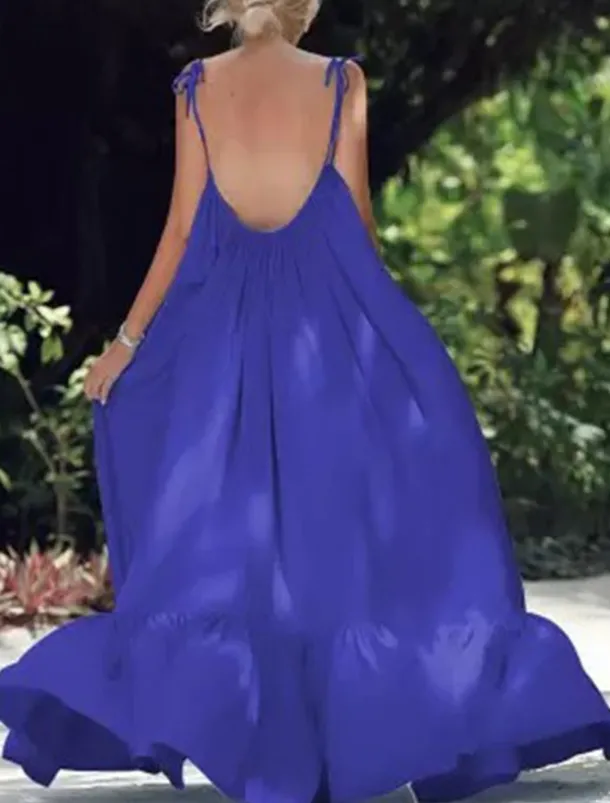 Women's Maxi long Dress Casual Dress Swing Dress Fashion Sexy Dress Vacation Date Loose Fit Pure Color Sleeveless Spaghetti Strap Black White Yellow Red Summer Spring Fall