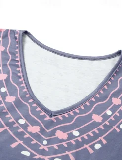 Women's Maxi long Dress Long Dress Maxi Dress Casual Dress T Shirt Dress Tee Dress Boho Dress Print Dress Fashion Bohemian Casual Outdoor Vacation Daily Loose Fit Floral Short Sleeve V Neck Sky Blue