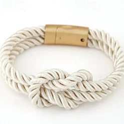 Women's Men's Braided Rope Chain Bracelet with Magnetic Clasp Bow Charm Bangle - Claret