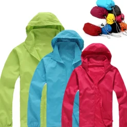 Women's Men's Waterproof Hiking Raincoat UPF 50+ UV Sun Protection Zip Up Hoodie Long Sleeve Fishing Running Jacket Windbreaker Summer Outdoor Windproof Sunscreen UV Resistant Jacket Top Climbing