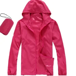 Women's Men's Waterproof Hiking Raincoat UPF 50+ UV Sun Protection Zip Up Hoodie Long Sleeve Fishing Running Jacket Windbreaker Summer Outdoor Windproof Sunscreen UV Resistant Jacket Top Climbing