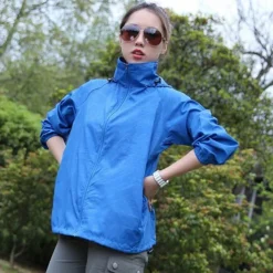 Women's Men's Waterproof Hiking Raincoat UPF 50+ UV Sun Protection Zip Up Hoodie Long Sleeve Fishing Running Jacket Windbreaker Summer Outdoor Windproof Sunscreen UV Resistant Jacket Top Climbing