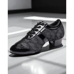 Women's Mesh Lace-Up Latin Dance Shoes - Breathable Professional Ballroom Practice Footwear with Low Heel for Performers