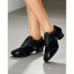 Women's Mesh Lace-Up Latin Dance Shoes - Breathable Professional Ballroom Practice Footwear with Low Heel for Performers