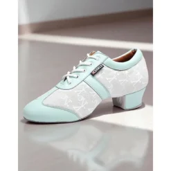 Women's Mesh Lace-Up Latin Dance Shoes - Breathable Professional Ballroom Practice Footwear with Low Heel for Performers