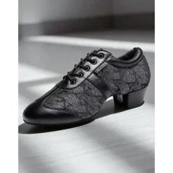 Women's Mesh Lace-Up Latin Dance Shoes - Breathable Professional Ballroom Practice Footwear with Low Heel for Performers