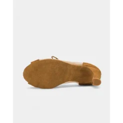 Women's Mesh Lace-Up Peep-Toe Heeled Latin Dance Shoes with Soft Suede Sole – Breathable Transparent Panel Design with Stiletto Heel, Ideal for Salsa, Tango, and Latin Dance