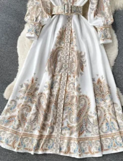 Women's Midi Dress Boho Dress Fashion Holiday Going out Weekend Regular Fit Flower Long Sleeve Shirt Collar Black Blue Apricot Summer