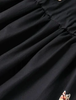 Women's Midi Dress Boho Dress Print Dress Western Dress Fashion Outdoor Vacation Weekend Regular Fit Plain Long Sleeve V Neck Black Summer