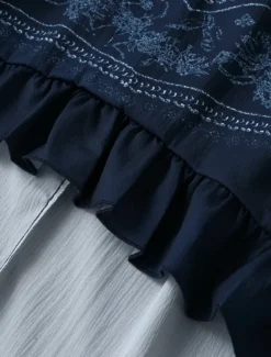 Women's Midi Dress Boho Dress Western Dress Fashion Classic Holiday Going out Weekend Regular Fit Flower Long Sleeve V Neck Dark Blue Summer