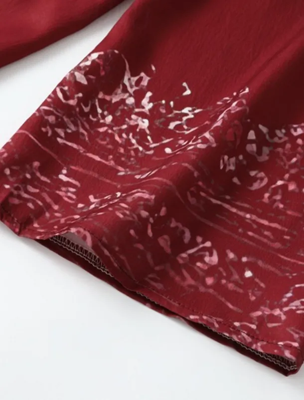 Women's Midi Dress Boho Dress Vintage Classic Vacation Daily Holiday Regular Fit Flower Long Sleeve V Neck Red Summer