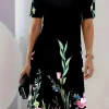 Women's Midi Dress Casual Dress T Shirt Dress Tee Dress Sundress Summer Dress Elegant Bohemia Vacation Vacation Holiday Date Loose Fit Floral Short Sleeve Crew Neck Black Summer