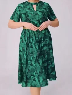 Women's Midi Dress Casual Dress A Line Dress Stylish Casual Vacation Daily Regular Fit Floral Short Sleeve Crew Neck V Neck Green Summer