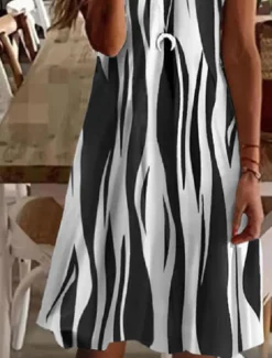 Women's Midi Dress Casual Dress Strap Dress Mini Dress Petite Dress Sundress Stylish Basic Sexy Vacation Daily Holiday Regular Fit Striped Sleeveless V Neck Black Wine Blue Green Summer Spring